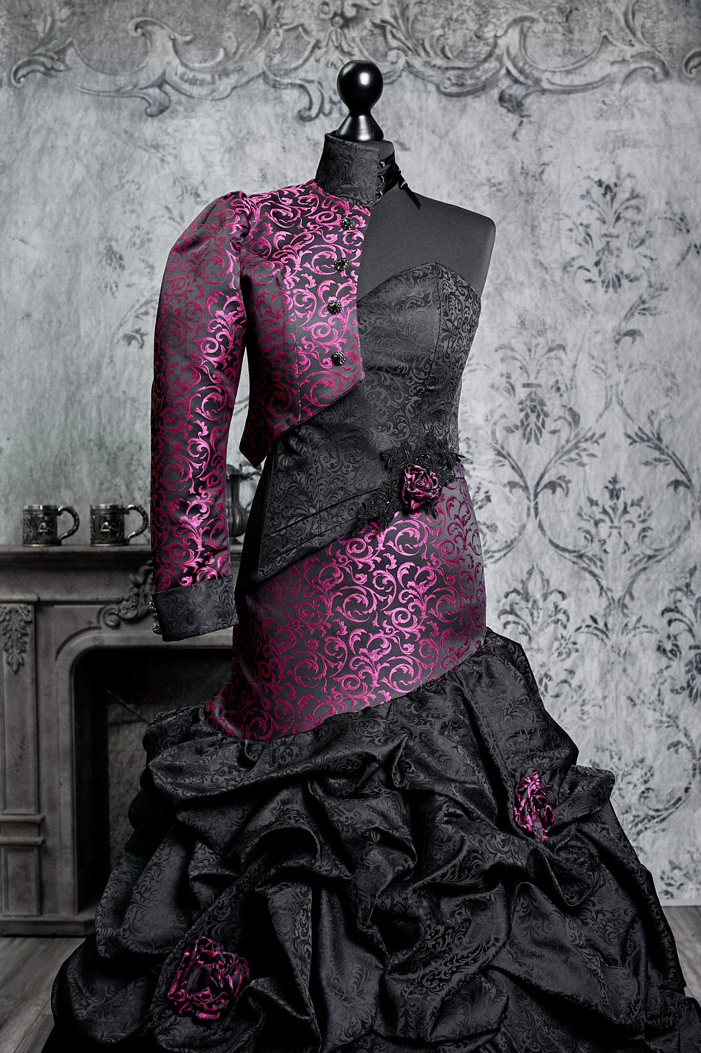Crimson Reverie Victorian Gothic Gown