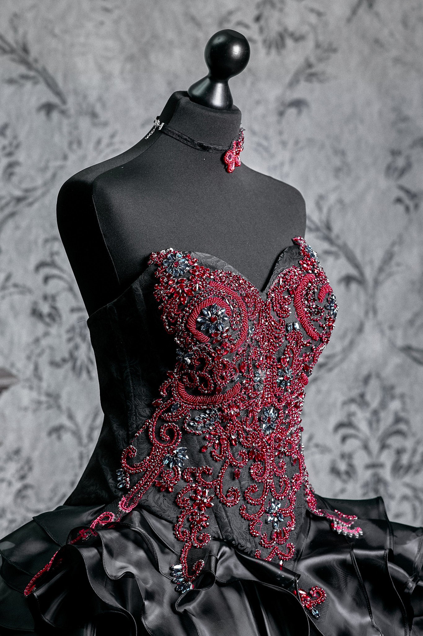 Crimson Nocturne Gothic Ball Gown