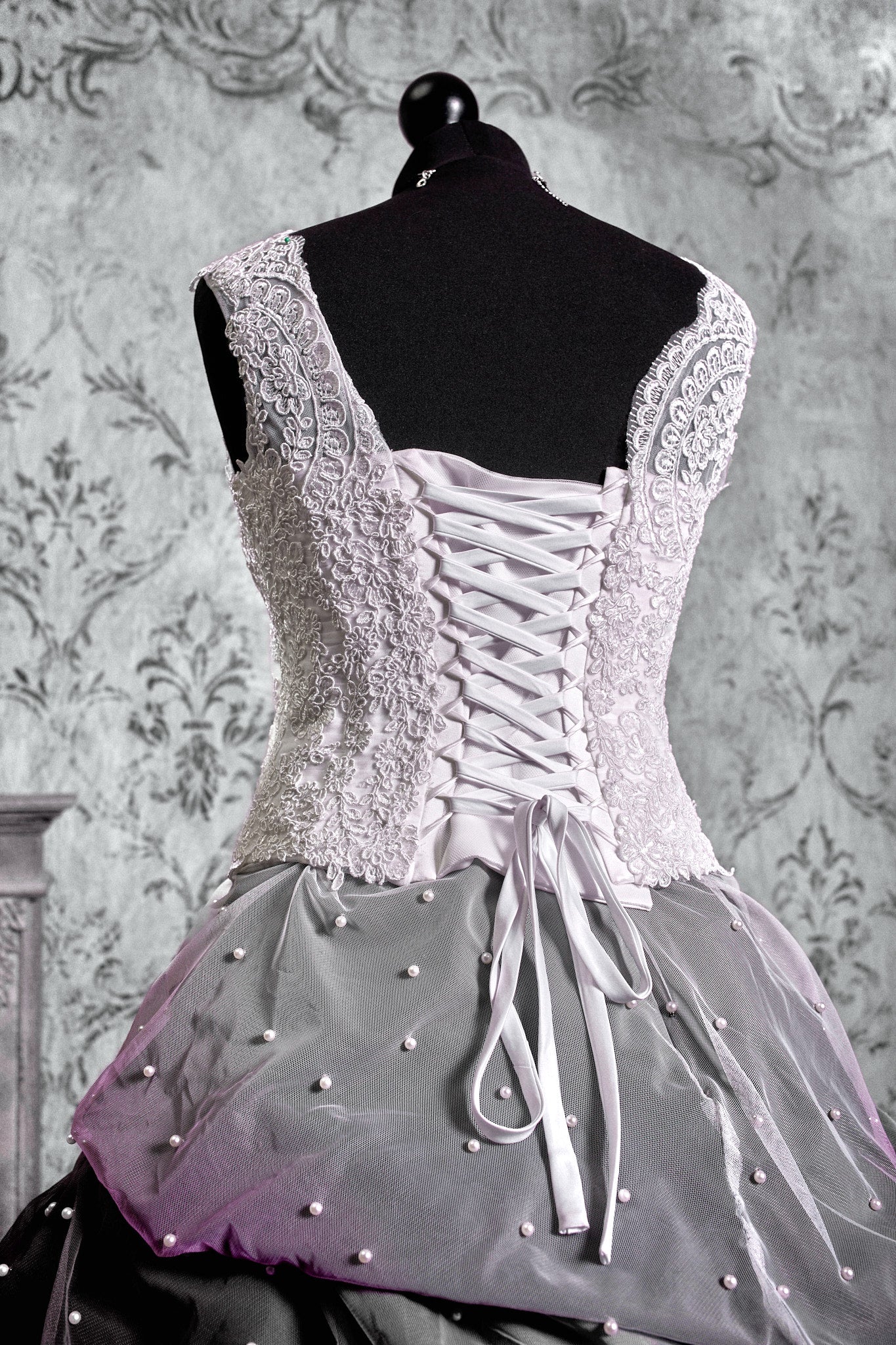 Black and Violet Rose Gothic Ball Gown