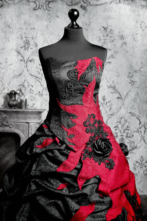 Black and Crimson Gothic Ball Gown
