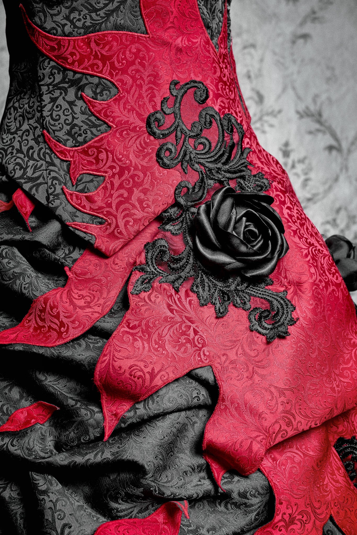 Black and Crimson Gothic Ball Gown