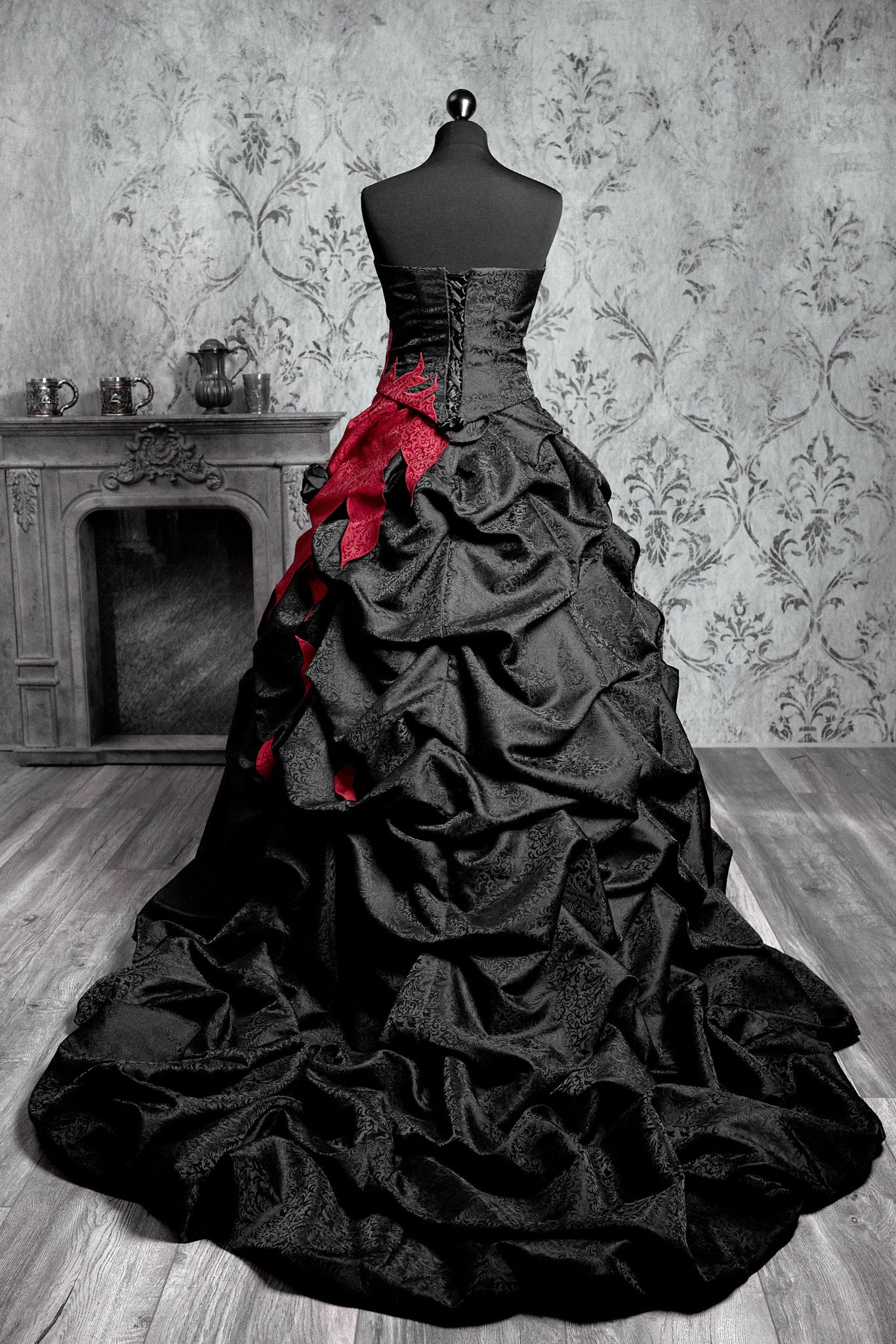 Black and Crimson Gothic Ball Gown