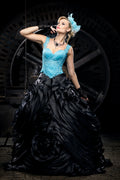 Blue lace corset bodice featuring Victorian dress details, alternative bride styling and elegant gothic aesthetic