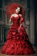 Red Victorian Ball Gown Wedding Dress