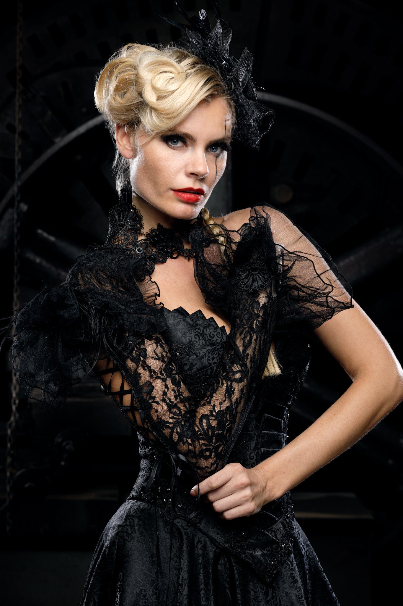 Black Gothic High-Low Couture Dress