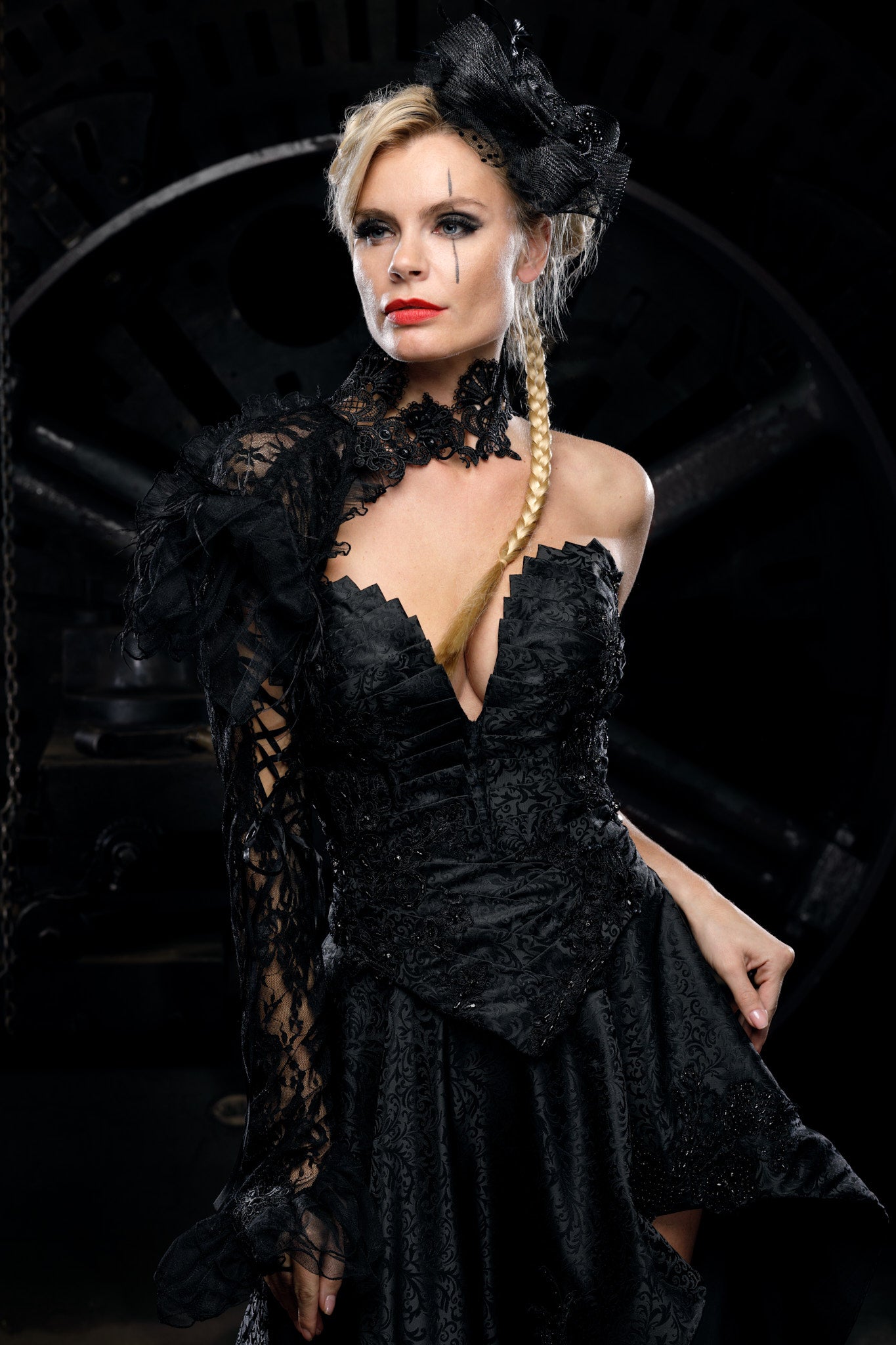Black Gothic High-Low Couture Dress