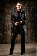 Raven Baroness Black & Red Brocade Gothic Pantsuit