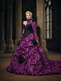 Purple Gothic Couture Gown with Cathedral Train