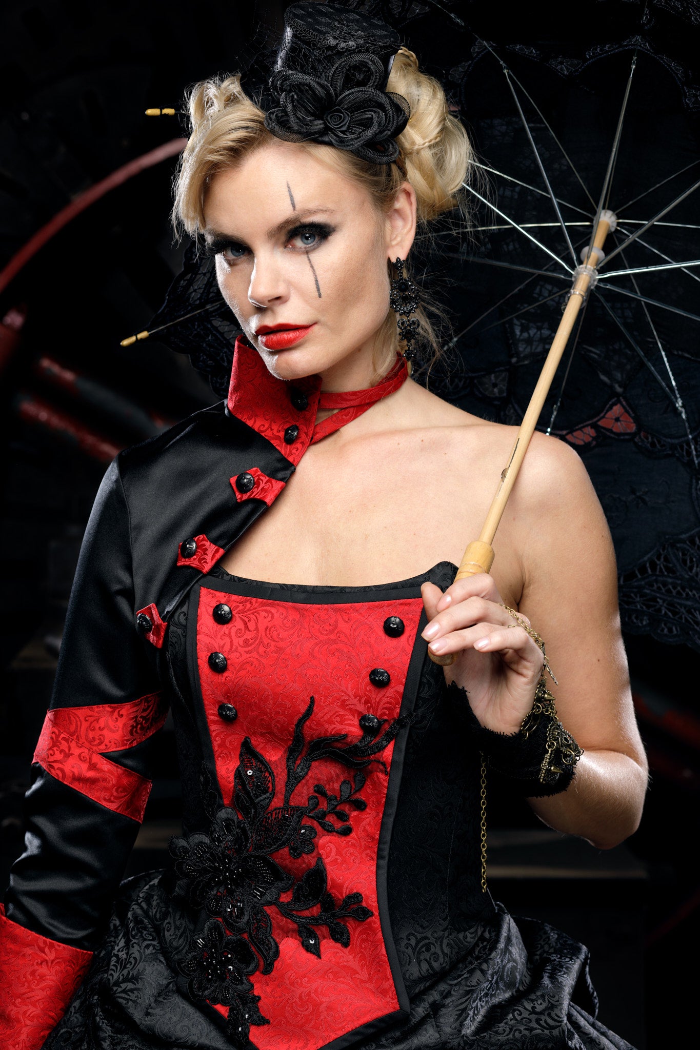 Red and Black Gothic Victorian Gown