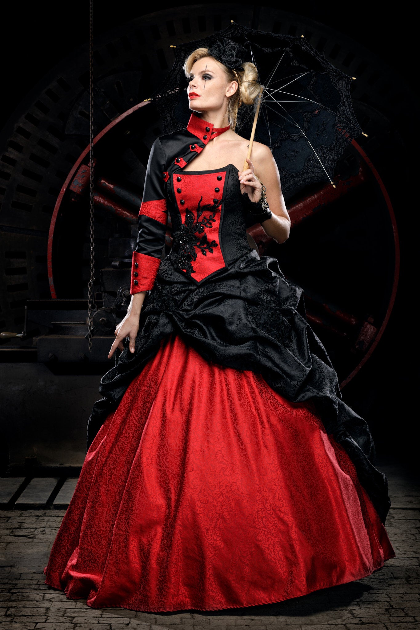 Red and Black Gothic Victorian Gown