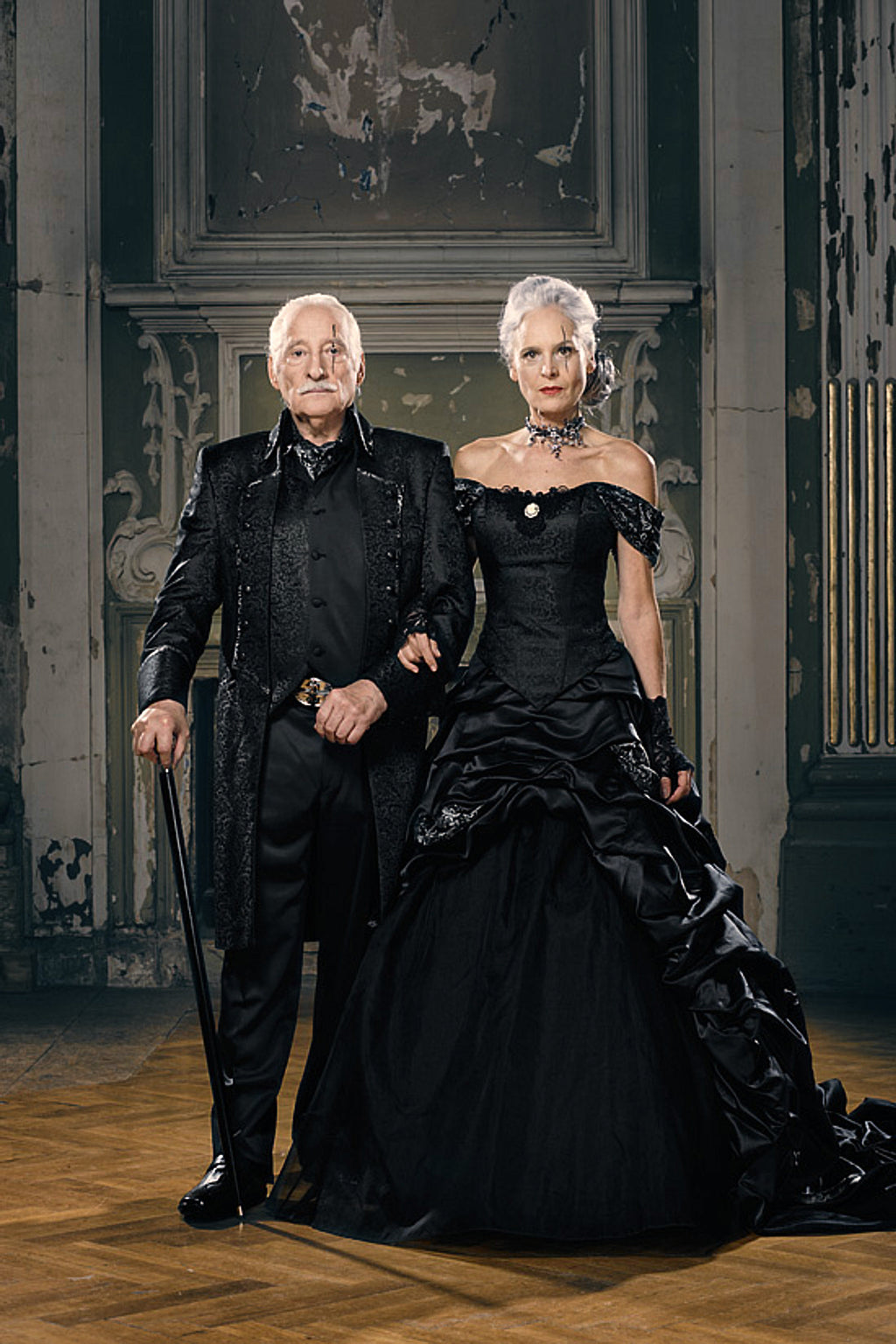 Black Off-Shoulder Gothic Wedding Gown