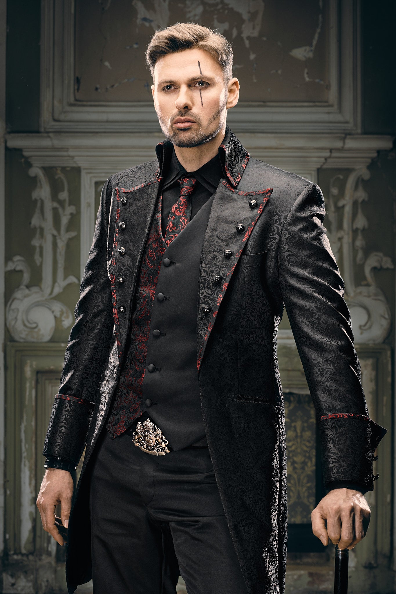 Black and Red Aristocratic Formal Coat