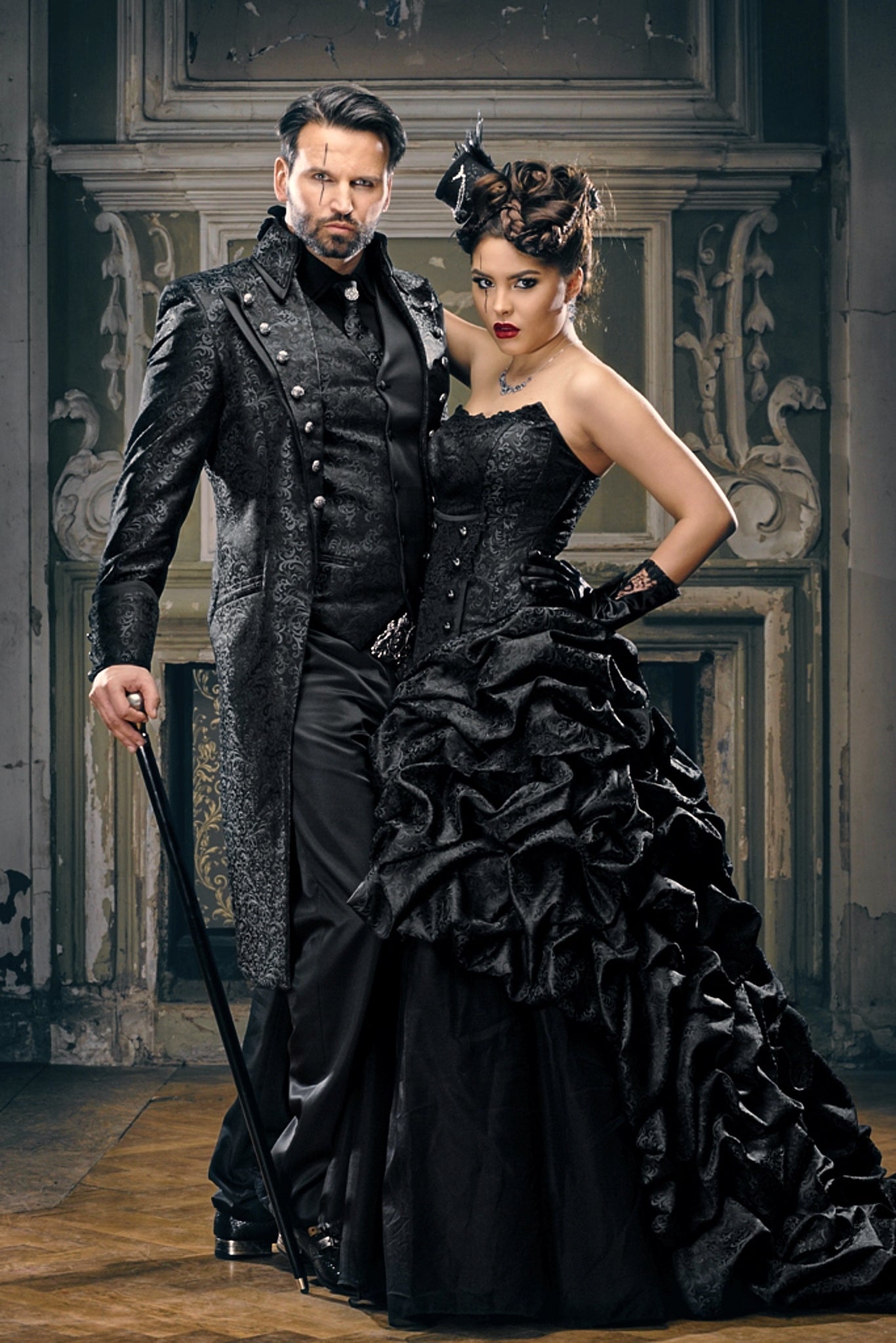 Midnight Countess Gothic Wedding Gown Deep Navy