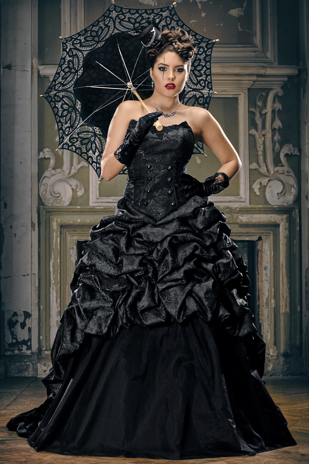 Midnight Countess Gothic Wedding Gown Deep Navy