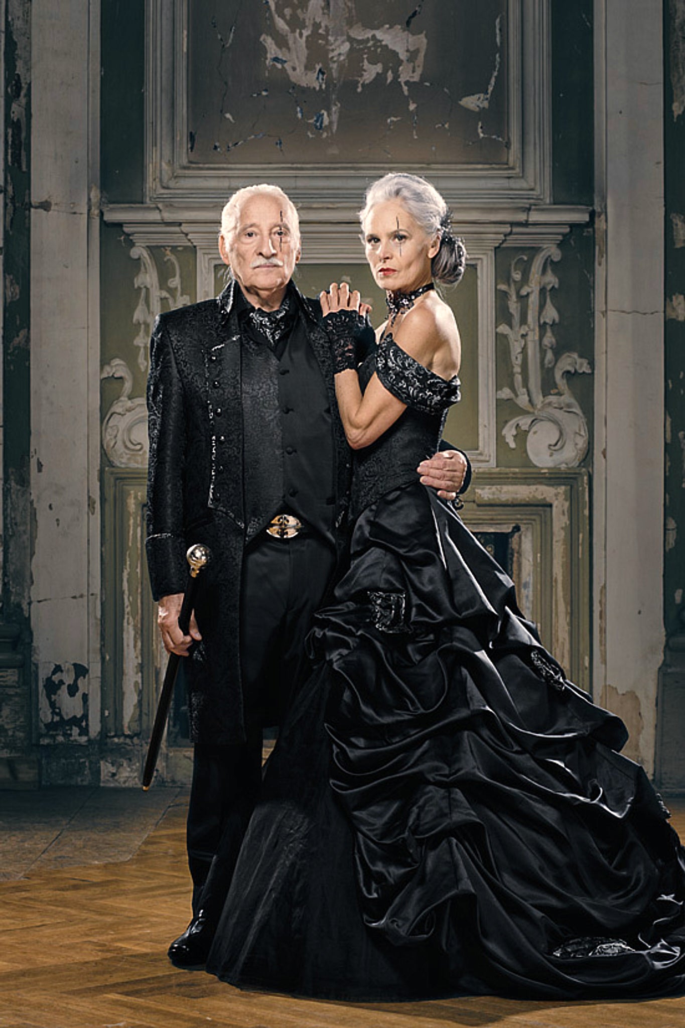 Black Off-Shoulder Gothic Wedding Gown