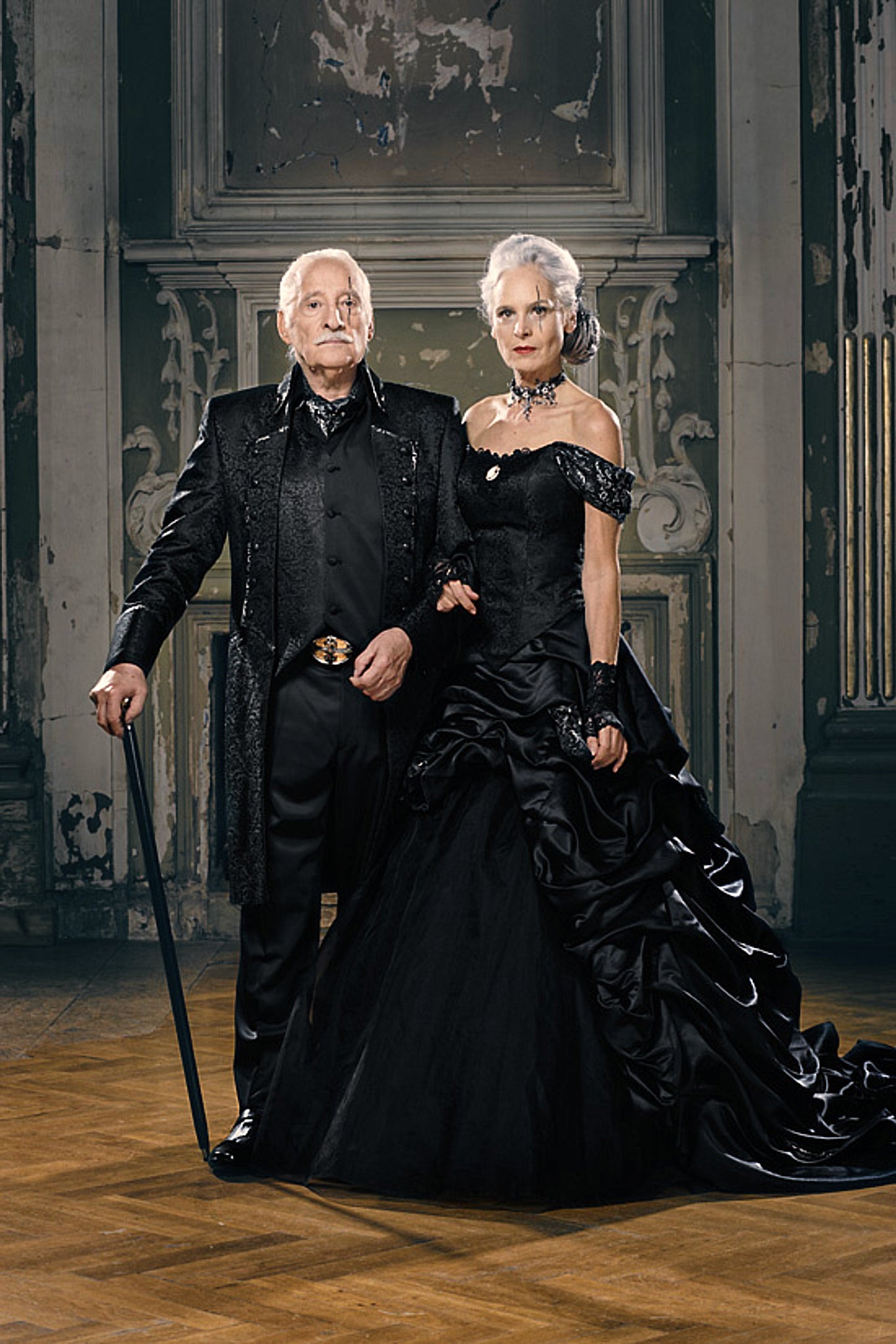 Black Off-Shoulder Gothic Wedding Gown