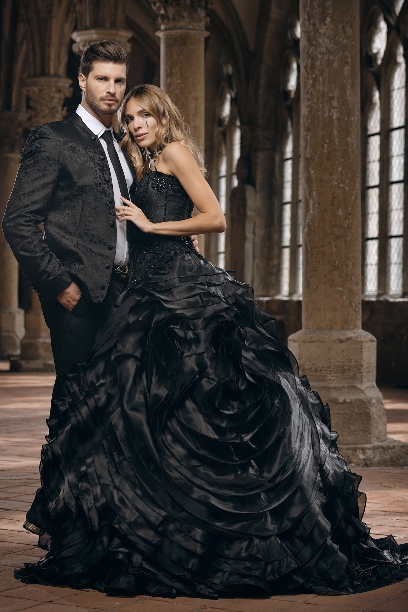 Black Layered Bridal Ball Gown