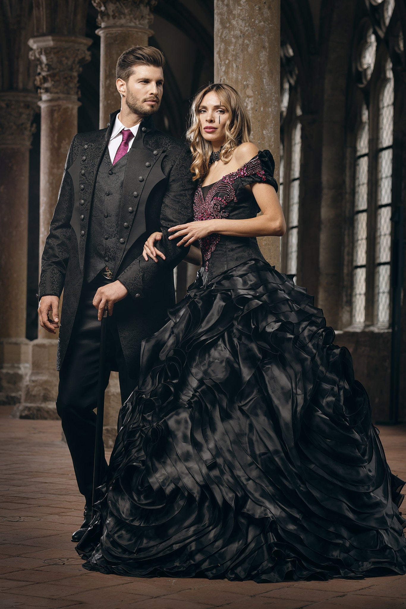 Black and Burgundy Gown