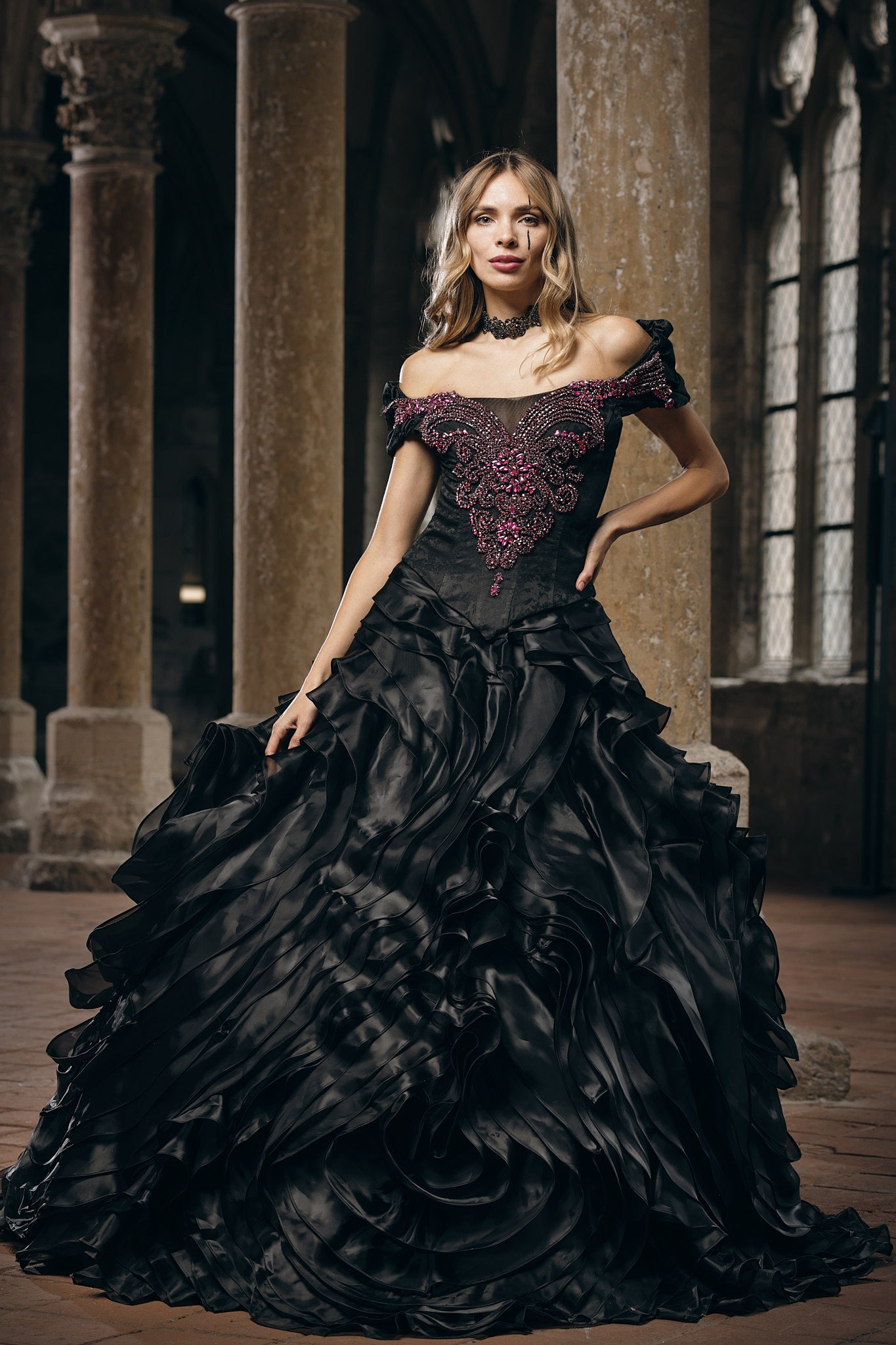 Black and Burgundy Gown